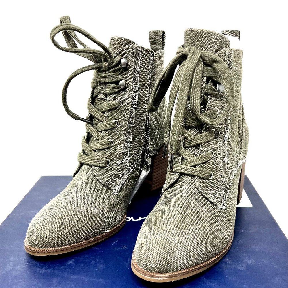 Splendid Leonardo Green Canvas Booties Size 5.5 Women's Boots